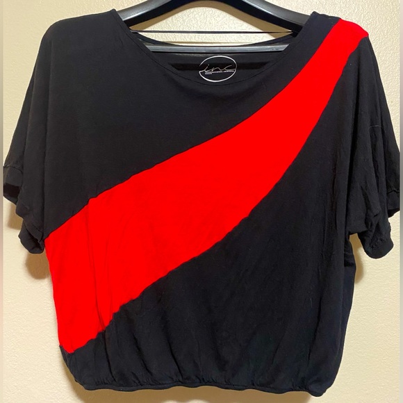 Inc Womens Crop Blouse-black& red size M - Picture 1 of 6